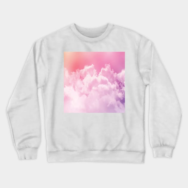 Pink fluffy cotton candy glow on cute and girly clouds Crewneck Sweatshirt by laverdeden